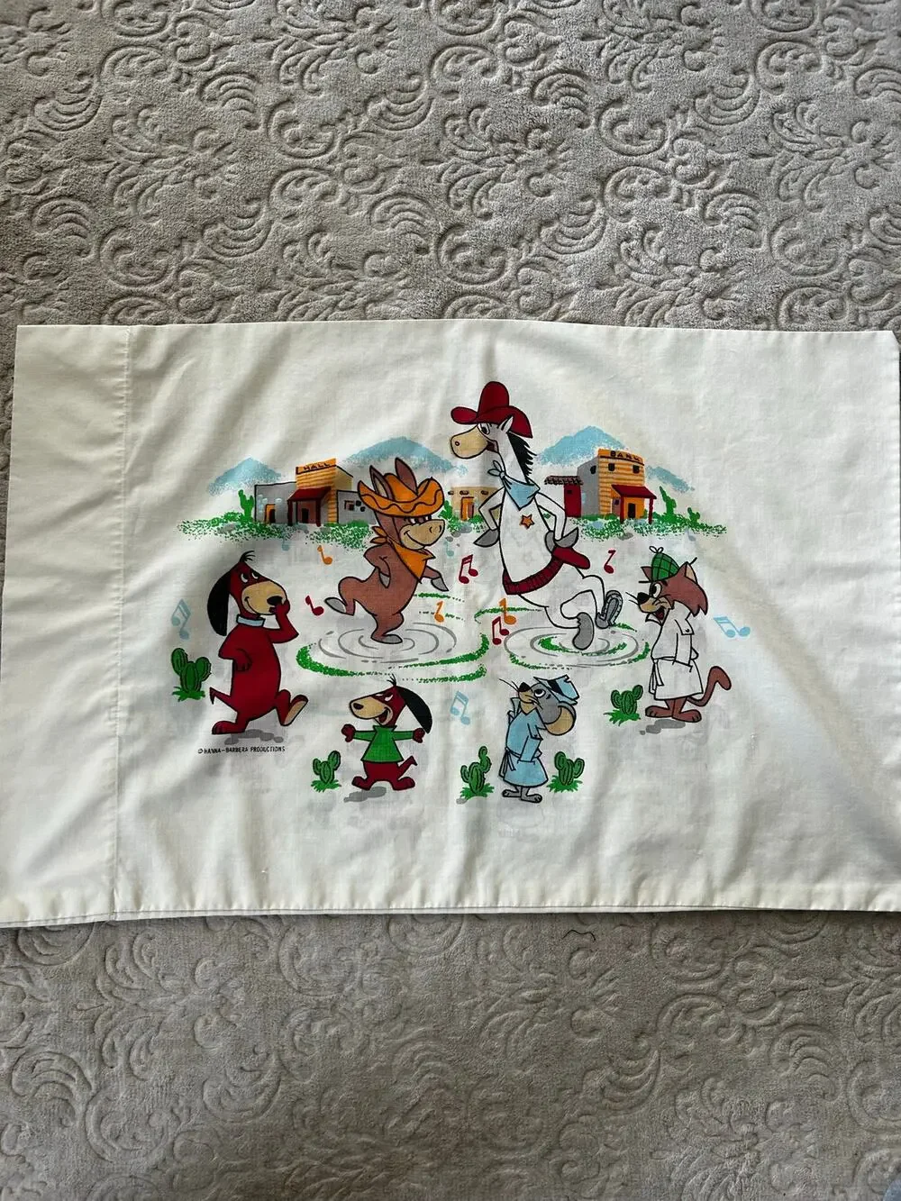 Rare vintage 1960s Hanna-Barbera character pillowcase